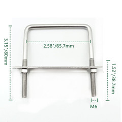 Stainless Steel Square U Bolt Clamp, Square Tube Clamps with Nut and Plate For