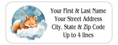 150 Baby Fox Sleeping in Clouds Mailing Return Address Labels Personalized