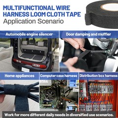 Electric Wire Harness Cloth Heat Proof Adhesive Fabric Insulation Tape 2 Rolls