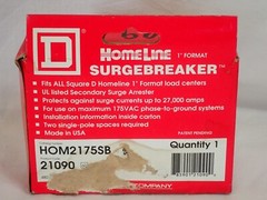 NOS SQUARE D HOM2175SB HOMELINE 1″ SURGE BREAKER/PROTECTOR/ARRESTER 175VAC MAX
