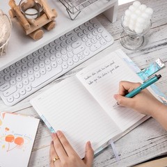 Diary with Lock, A5 Lockable Journal, PU Leather 8.6×5.9 inches, Sky Blue
