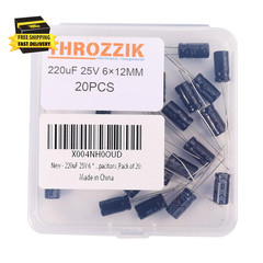 220Uf 25V 6 * 12Mm 20Pcs Electrolytic Capacitor 220 UF MFD 25 Volt 0.24 * 0.47In