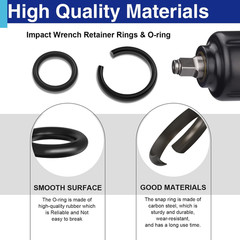 8 Sets 1/2″ and 8 Sets 3/8″ Impact Retaining Ring Clip with O-Ring Impact Fricti