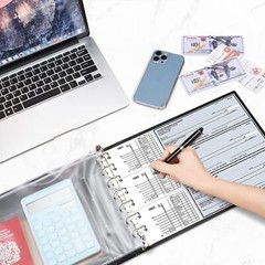 Durable Black Storage Binder For Business Checks Ledgers 200 Sheets Pu Leather