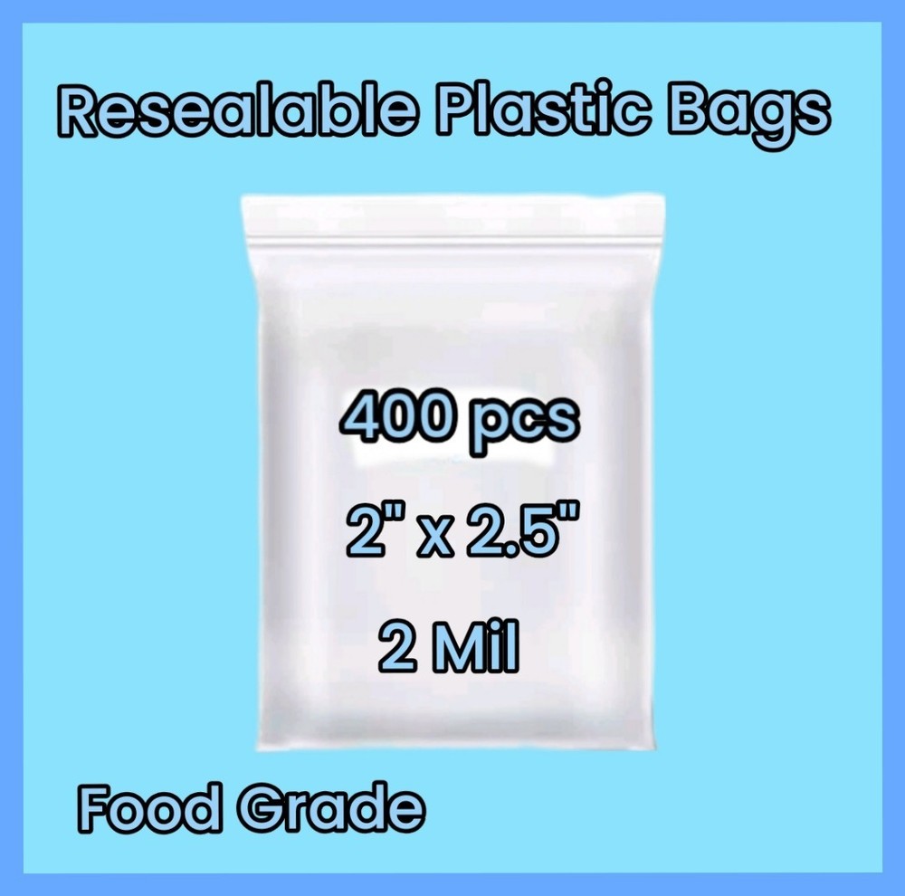 400 Mini Plastic Bags (2 x 2.5″) Resealable, Clear for Candy, Pills, Beads