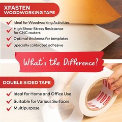 XFasten Double Sided Woodworking Tape w/Yellow Backing 2.5 Inches x 30 Yards
