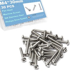 30Pcs M4x30mm Machine Screws Pan Phillips Cross Pan Head M40.7mm 1.18 in Scre…