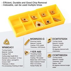 Metal Lathe Cutting Tools – 7PCS 1/2″ Indexable Lathe Turning Tool with 7pcs …