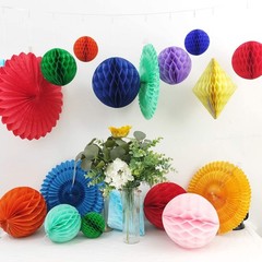 20 PCS MultiColor Paper Honeycomb Balls Rainbow Party Decor Baby Shower
