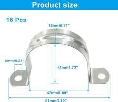 Litoexpe 16Pcs 1-3/4 Inch Rigid Pipe Strap, M45 Stainless Steel Conduit Clamps 2