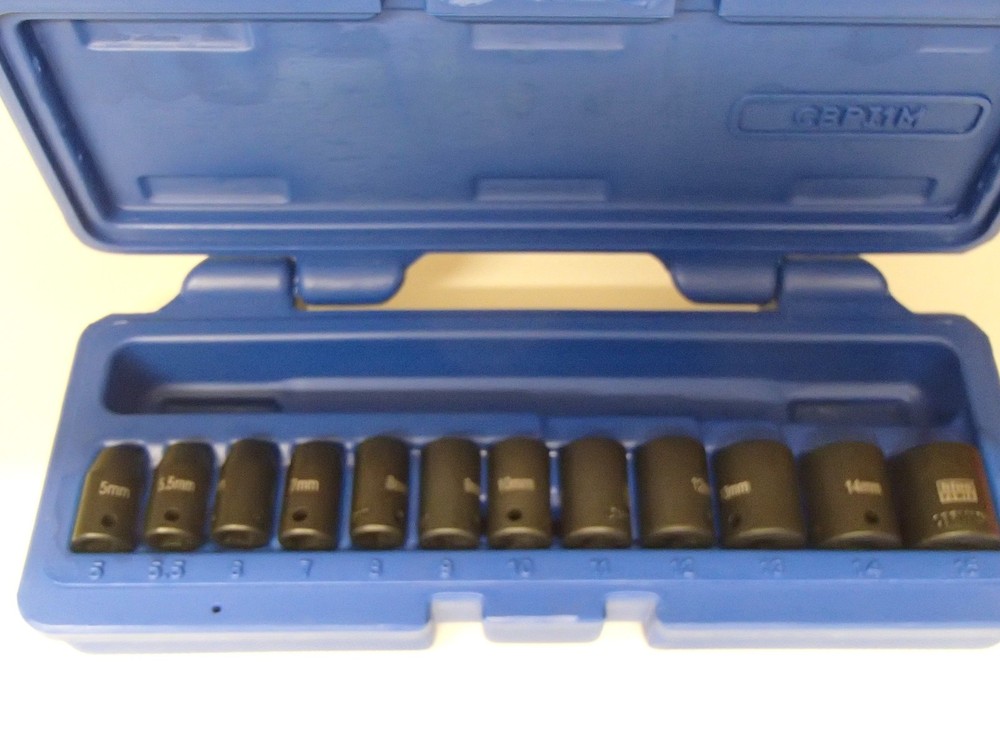 Cornwell Blue Power CBPI1M 12-Piece 6-Point Metric Impact Socket Set 1/4″ Drive