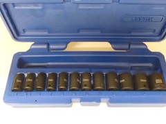 Cornwell Blue Power CBPI1M 12-Piece 6-Point Metric Impact Socket Set 1/4″ Drive
