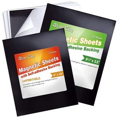 Stone City Self Adhesive Magnetic Sheets, 24PK Mixed Sizes 8×10, 8.5×11, 20Mil