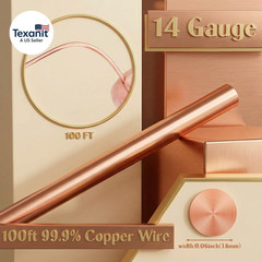100Ft 14 Gauge Copper Wire for Gardening, Electroculture, Bonsai, Jewelry Making