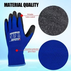 Gasoline 13Gauge Polyester Latex Crinkle Palm Dipped Blue Gloves / 12Pairs