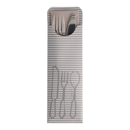 500 Grey Cutlery Bags 23.5cm x 7.3cm Including Coloured Napkin Party