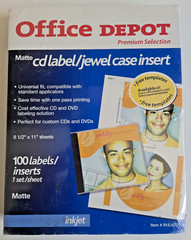 Office Depot Inkjet CD Labels Jewel Case Inserts White Matte 100 Count #915-670