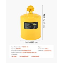 Uimoso 5 Gallon Type I Yellow Safety Diesel Can with Flame Arrester and Funnel