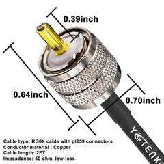 RG8x Jumper Cable 2 ft 3-Pack, CB Coax Cable UHF PL259 Male to Male… Fast Ship