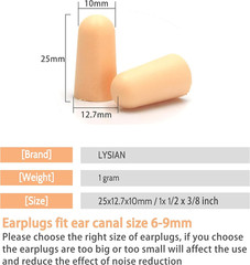 Flesh Color Foam Ear Plugs for Sleeping – 60 Pairs 38Db SNR Noise Reduction Earp