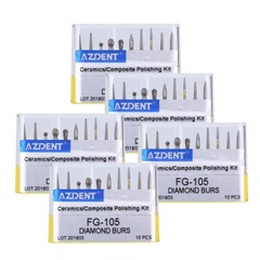 10pc Dental Diamond Burs FG-105 Composite Polishing Kit for High Speed Handpiece
