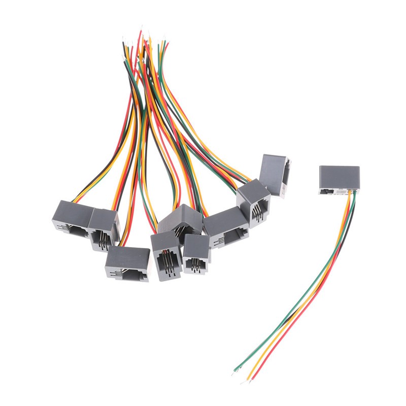 10Pcs 616E 4P4C RJ11 Female Telephone Connector Adapter with 4 Wires NN