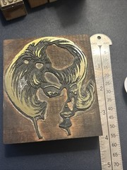 60s haircut woman portrait | Vintage letterpress printing block