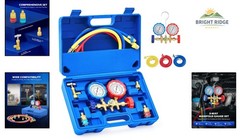 Professional Manifold Gauge Set with 3FT Hoses for AC Charging and Diagnosis