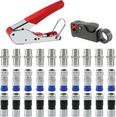 Coaxial Compression Tool Kit Coax Cable Crimper Wire Stripper with F RG6 RG59 Co