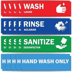 Wash Rinse Sanitize Sink Labels – 10 Pack, 2.75″x9″ – Hand Wash Only Sign – Idea