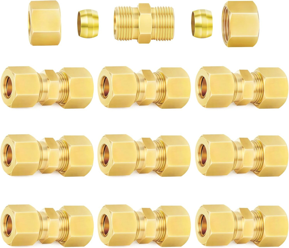 Brass Compression Tube Fitting, 5/16″ OD X 5/16″ OD Compression Union Connector(
