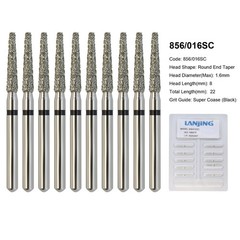 FG Dental Diamond Burs 856 850 Round End Taper Crown Prep Coarse Fine High Speed
