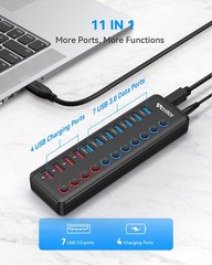 Powered USB 3.0 Hub, Wenter 11-Port Hub Splitter (7 Faster Data Transfer Ports+