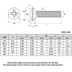 A2 Stainless Steel Raised Countersunk Phillips Screws M2~M6 Oval Head Bolt