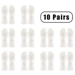 10 Pairs of Pvc Cleaning Gloves Waterproof Wear-Resistant Non-Slip Latex Materia