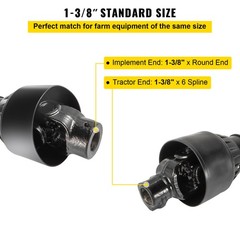 Uimoso PTO Driveshaft 1-3/8″ 6 Spline/Round T4 Black 51-74″ for Tractor