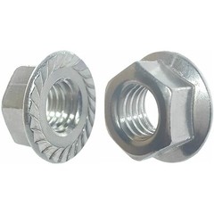 FLANGE NUTS SERRATED 1/4-20, 5/16-18, 3/8-16, ZCN3, Coarse ZINC PLATED STEEL HEX