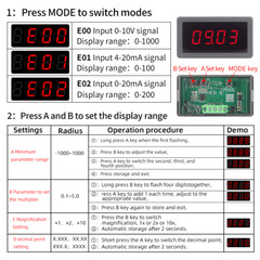 2Pcs Digital Display 0-10V 4-20mA 0-20mA V/A Analog Input Meter For Sensor HOT
