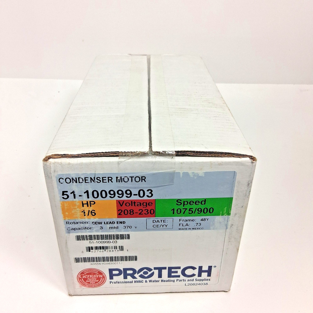 PROTECH Rheem 51 100999 03 Condenser Fan Motor 1 6 HP 208 230V 1075 900 RPM