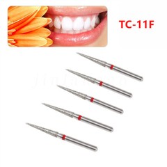 50pcs Dental Diamond Burs Burr FG 1.6mm Tips TC-11F for High Speed Handpiece Red