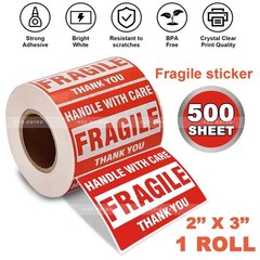 Fragile Handle with CARE 1000 Stickers High Quality Strong BPA free 2 big rolls