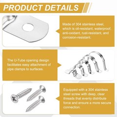 6pcs for 57mm (2-1/4″) 304 Stainless Steel Ties with Screws, Silver