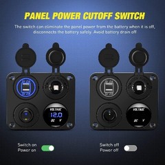 4 in 1 ON OFF Charger Socket Panel Dual USB Charger Power Color: 4 in 1 Panel