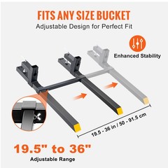 VEVOR 43″ 2000lbs Pallet Forks Clamp On Tractor Forks w/Adjustable Bucket Forks