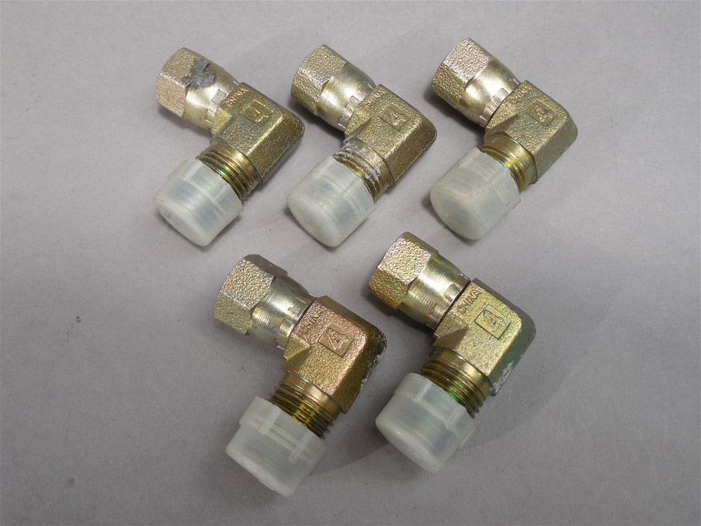 5pc 1/4″ Male NPT Pipe x 1/4″ Female JIC/AN -4 37° Swivel 90° Elbow Carbon Steel