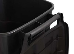 Tough 45 Gallon Wheeled Heavy Duty Plastic Garbage Can, Attached Lid, Black