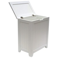 Redmon Contemporary Wooden Clothes Hamper for Bedroom and Laundry Room, White