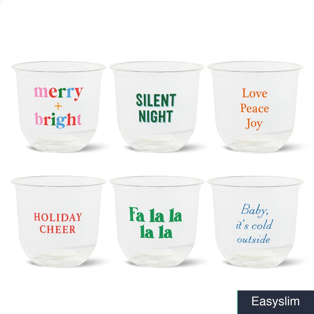 Plant-Based Disposable Cold Cups 12oz Set of 24 Holiday Sip Sing