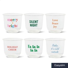 Plant-Based Disposable Cold Cups 12oz Set of 24 Holiday Sip Sing