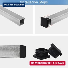 WZB 1 1×1 Square Tube End Cap Plastic Plugs 12 Pack, 1×1 1 Inch Square Tubing Pl